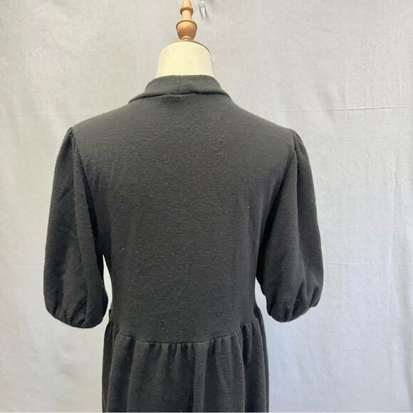 Zara puff sleeve black heavy knit mock neck tiered midi dress size medium - Picture 11 of 16